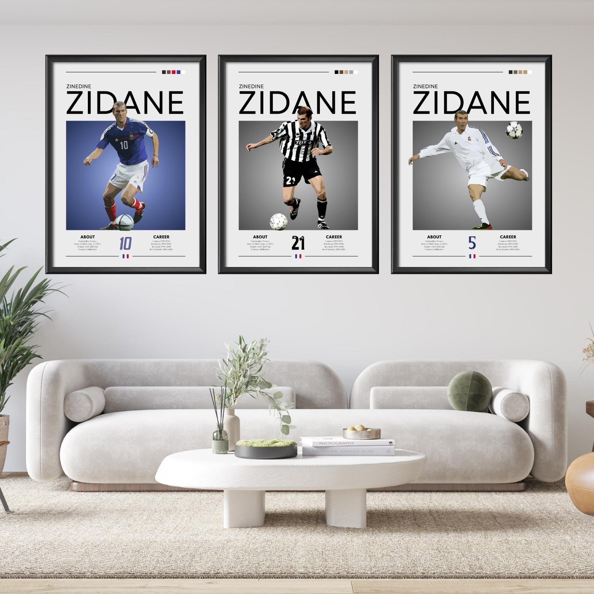 Zinedine Zidane set of 3 posters