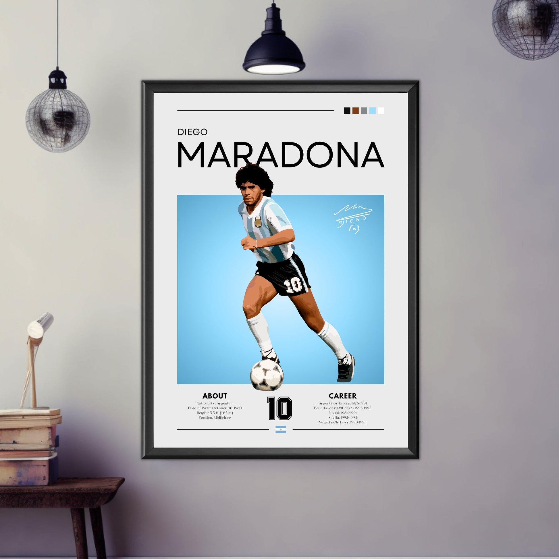 Maradona Print, Maradona Poster, Argentina, Football Gift, Sports Poster, Football Player Poster, Soccer Wall Art, Maradona Argentina shirt