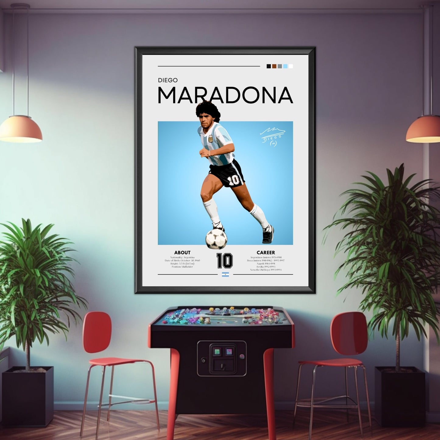 Maradona Print, Maradona Poster, Argentina, Football Gift, Sports Poster, Football Player Poster, Soccer Wall Art, Maradona Argentina shirt