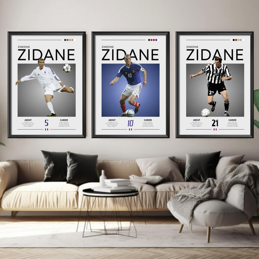 Zinedine Zidane set of 3 posters