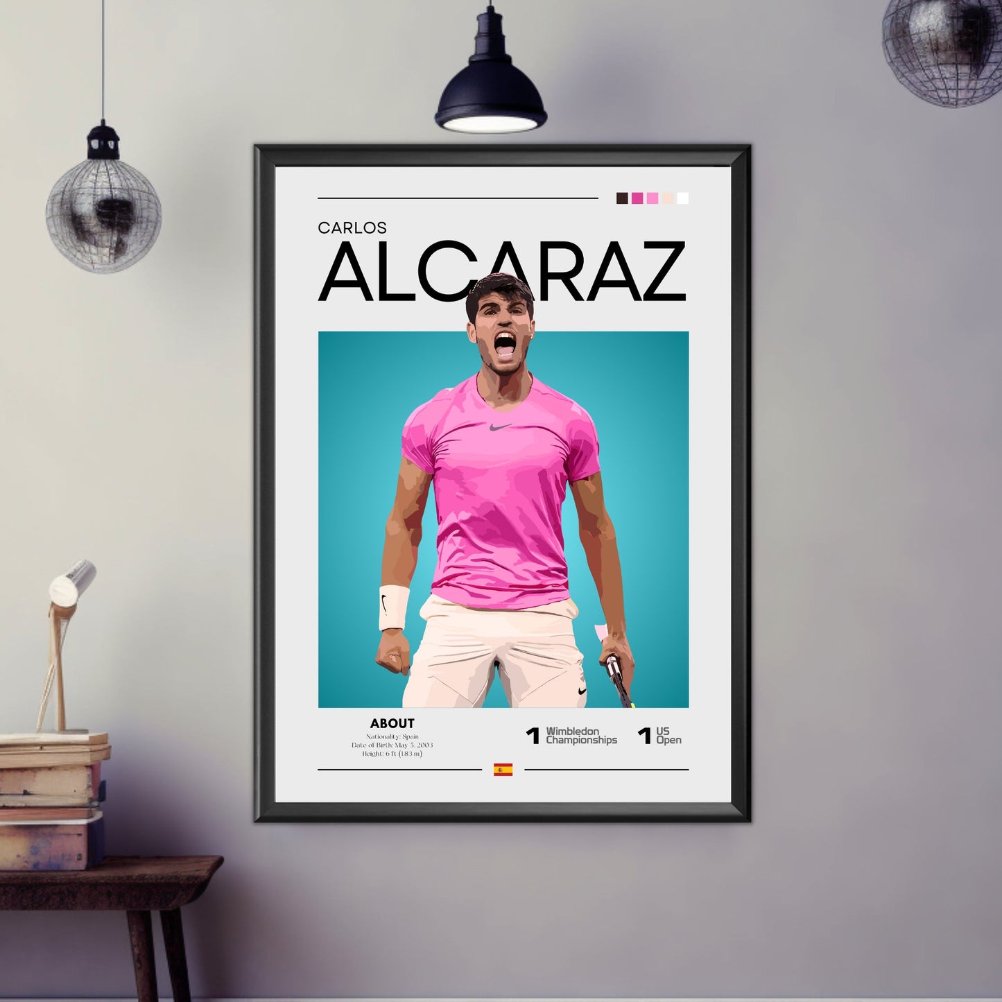 Carlos Alcaraz Poster, Tennis Fans, Tennis Poster, Grand Slam Winner, Sports Poster, Gift For Him, Carlos Alcaraz Print, Carlos Alcaraz