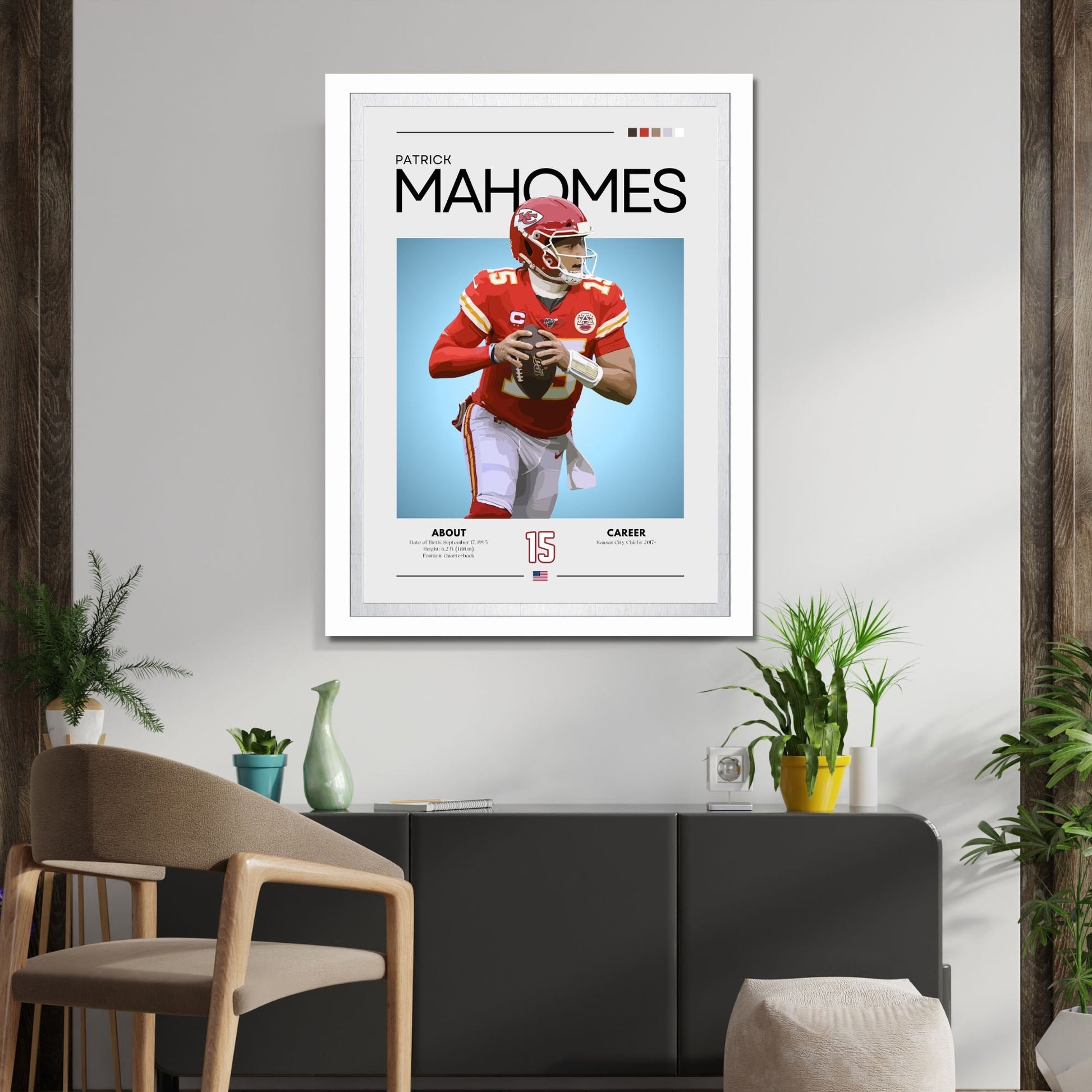 Patrick Mahomes Poster, Kansas City Chiefs, Football Gift, NFL Poster, NFL Player Poster, American football Wall Art, Patrick Mahomes