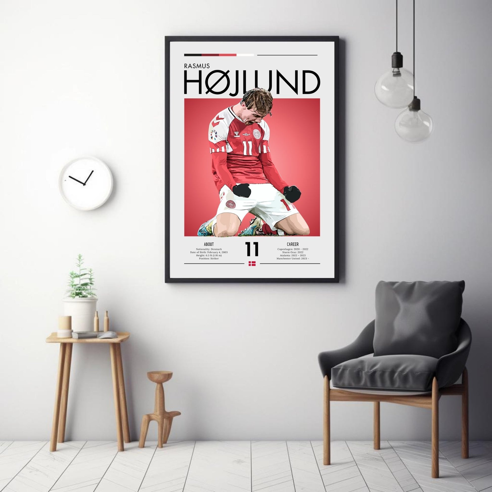 Rasmus Hojlund Print, Rasmus Hojlund Poster