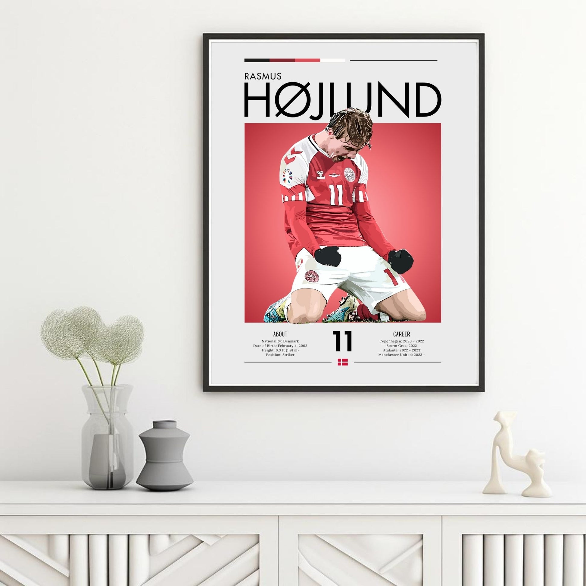 Rasmus Hojlund Print, Rasmus Hojlund Poster