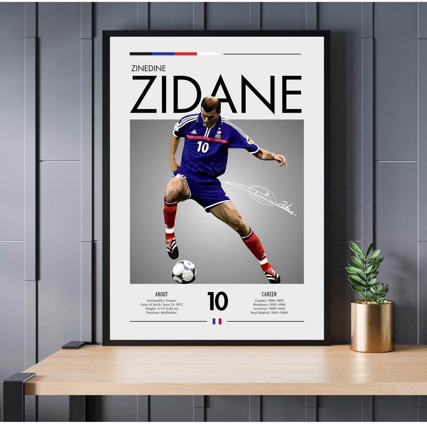 Zinedine Zidane Print, France football poster, Zinedine Zidane Poster, Football Gift, Sports Poster, Football Player Poster, Soccer Wall Art