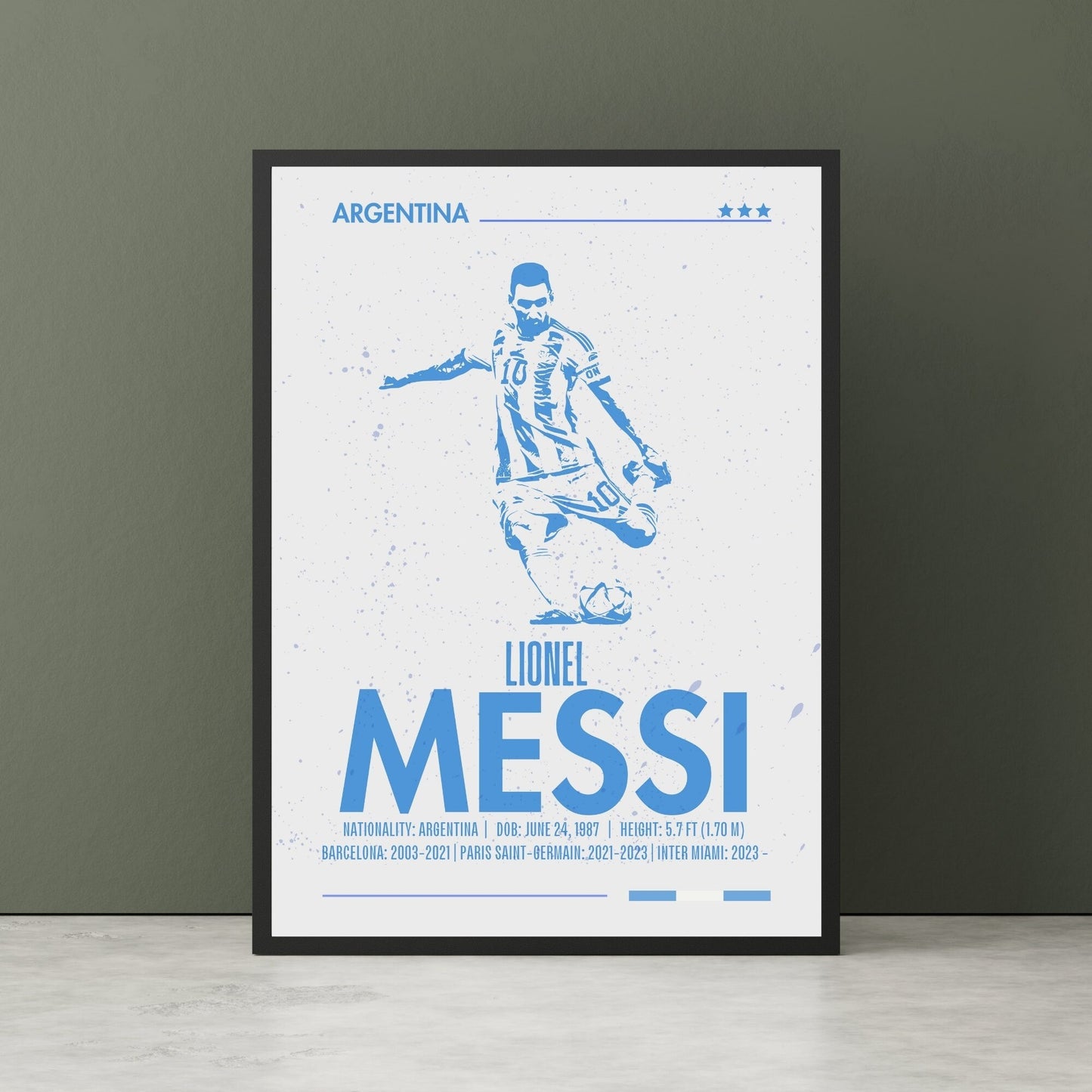 Lionel Messi Poster, Silhouette Messi Print