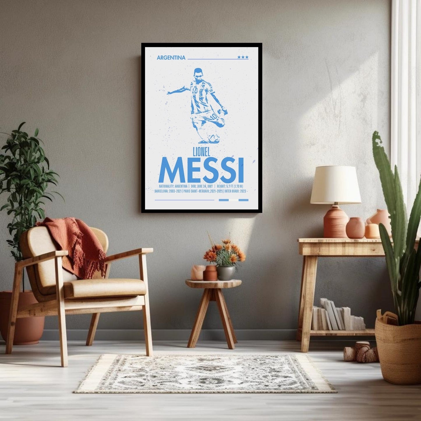 Lionel Messi Poster, Silhouette Messi Print