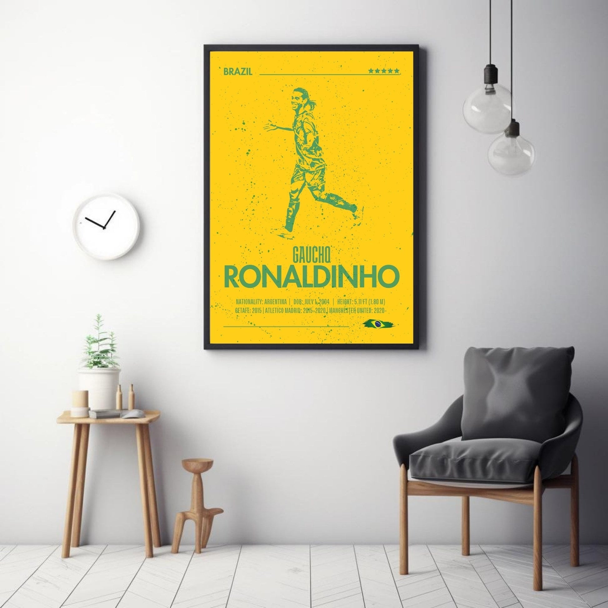 Silhouette Ronaldinho Print, Ronaldinho Poster, Football Gift, Sports Poster, Football Player Poster, Soccer Wall Art, Brazil football