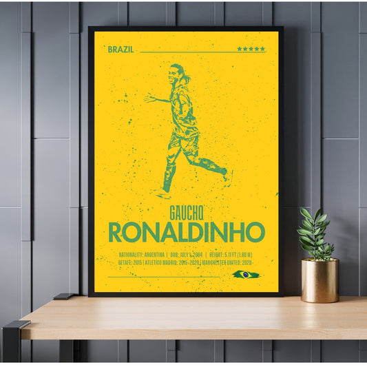 Silhouette Ronaldinho Print, Ronaldinho Poster, Football Gift, Sports Poster, Football Player Poster, Soccer Wall Art, Brazil football