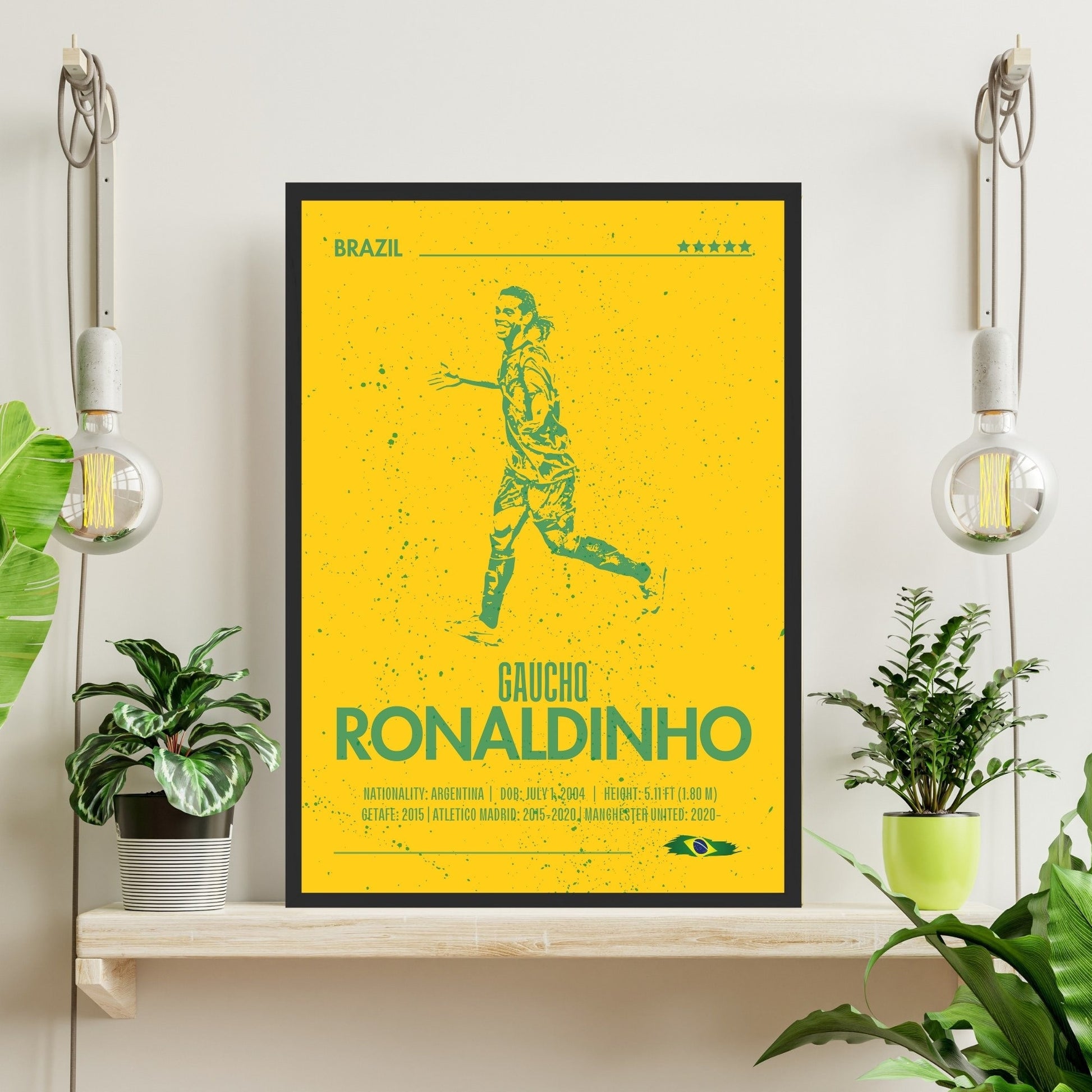 Silhouette Ronaldinho Print, Ronaldinho Poster, Football Gift, Sports Poster, Football Player Poster, Soccer Wall Art, Brazil football