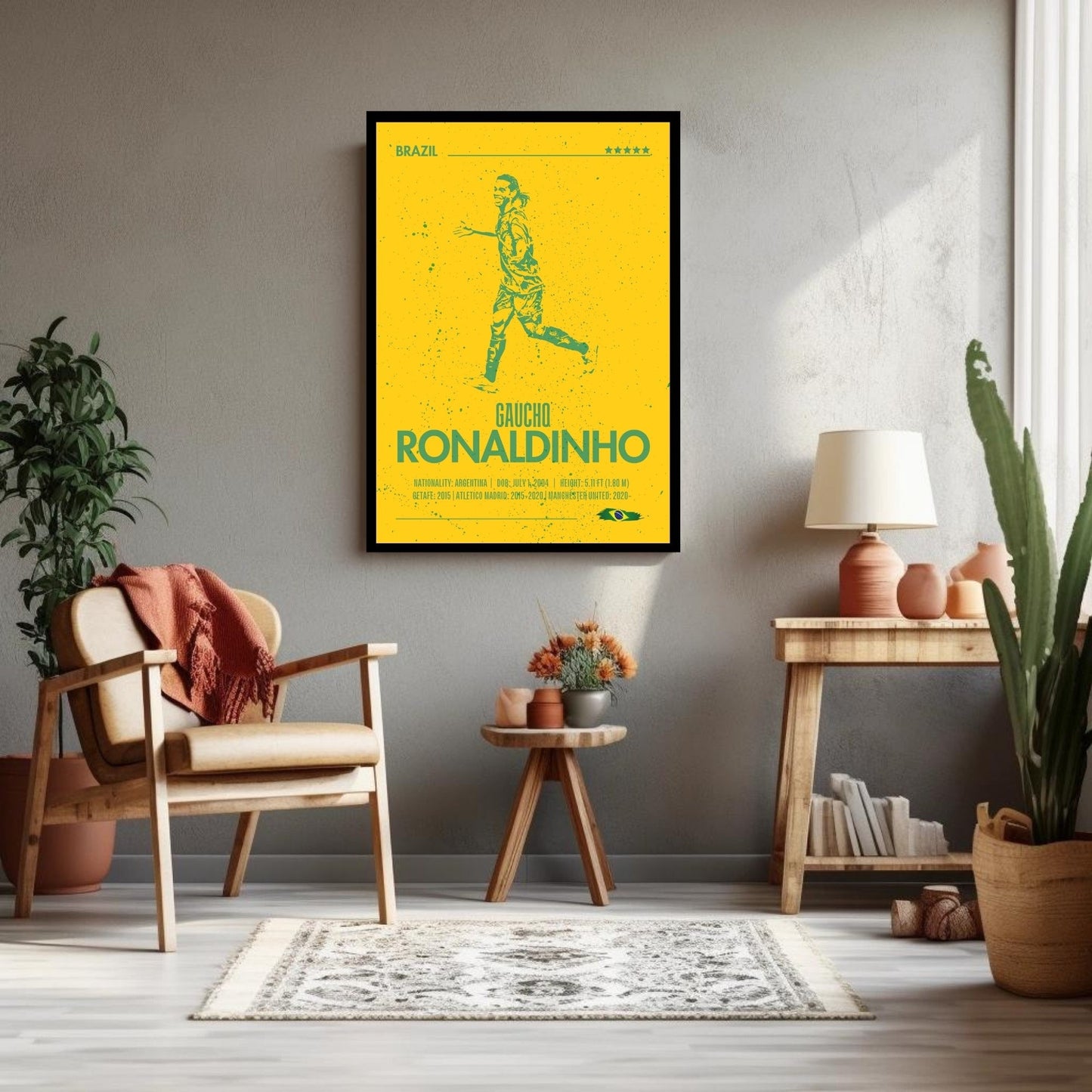 Silhouette Ronaldinho Print, Ronaldinho Poster, Football Gift, Sports Poster, Football Player Poster, Soccer Wall Art, Brazil football