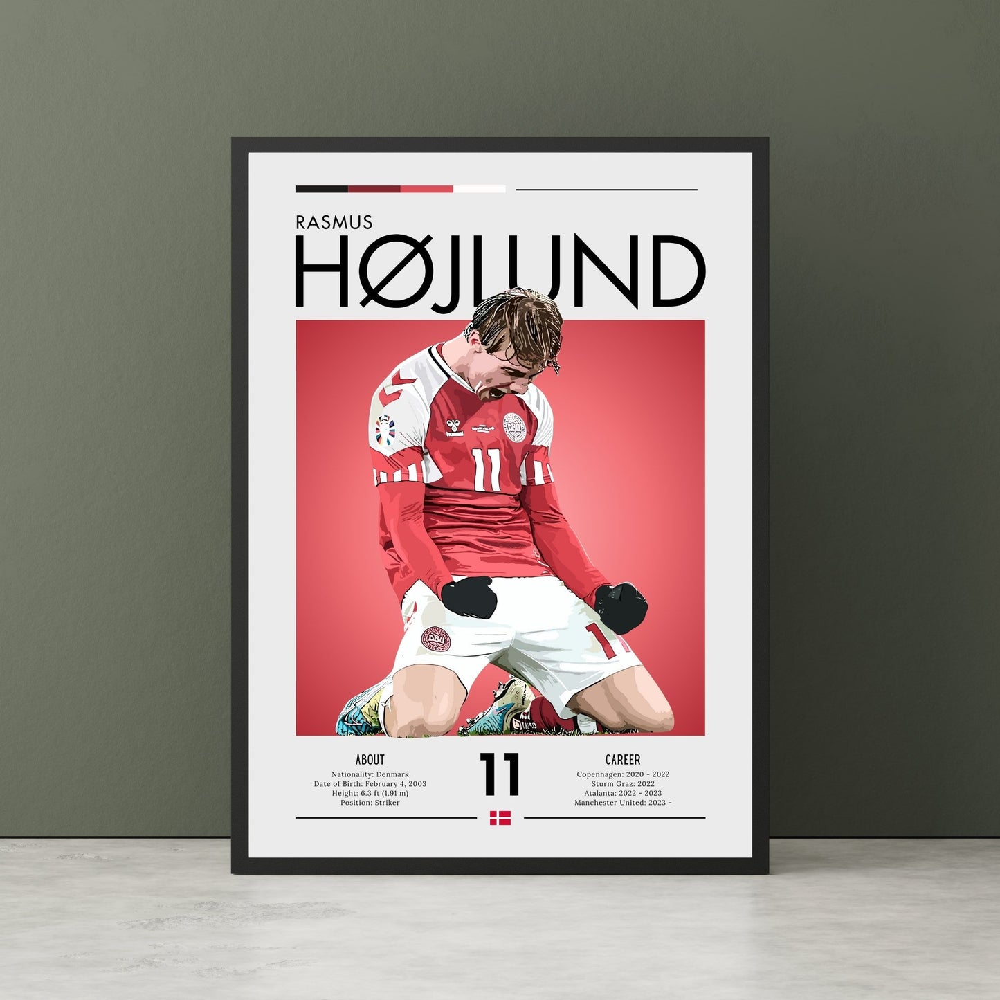 Rasmus Hojlund Print, Rasmus Hojlund Poster