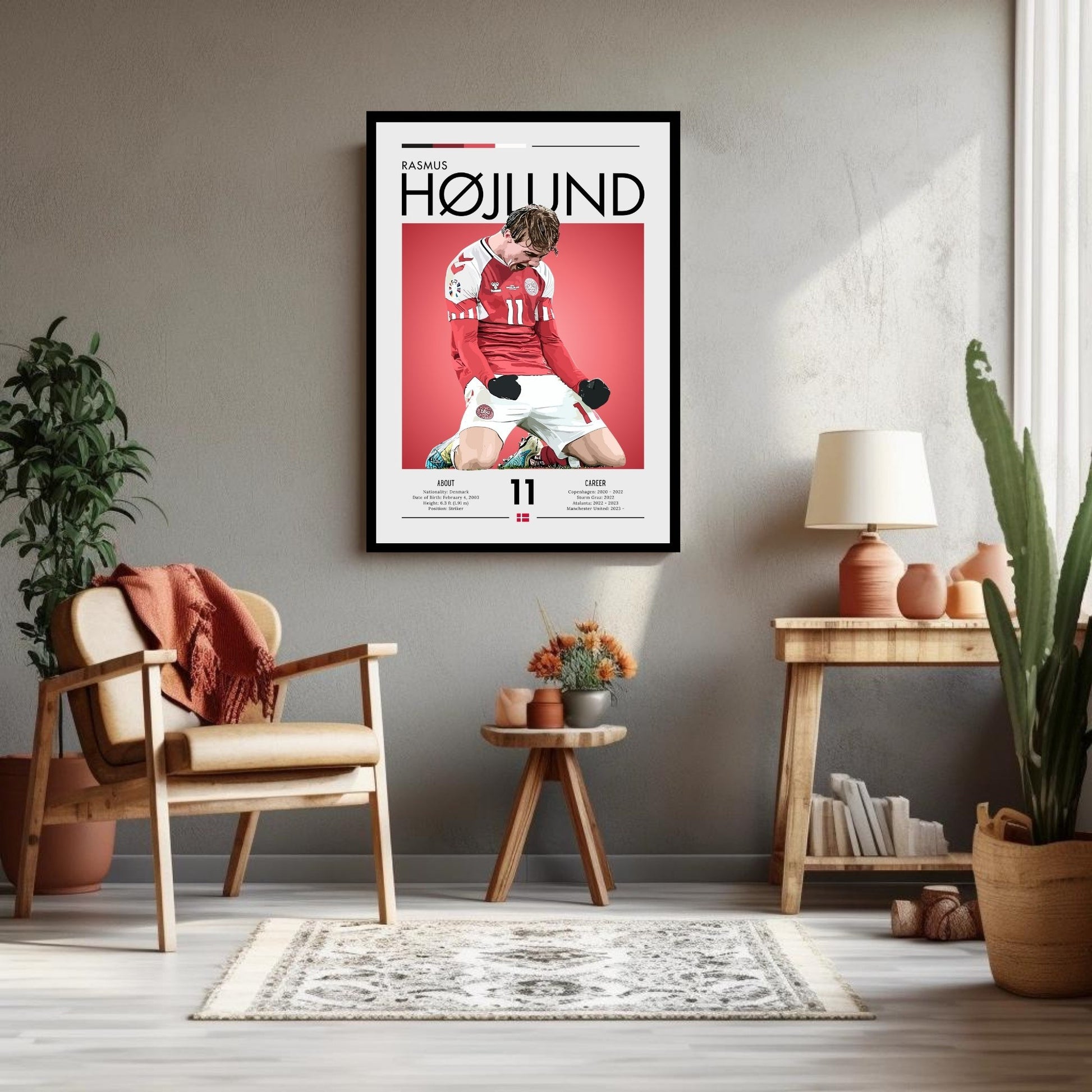 Rasmus Hojlund Print, Rasmus Hojlund Poster