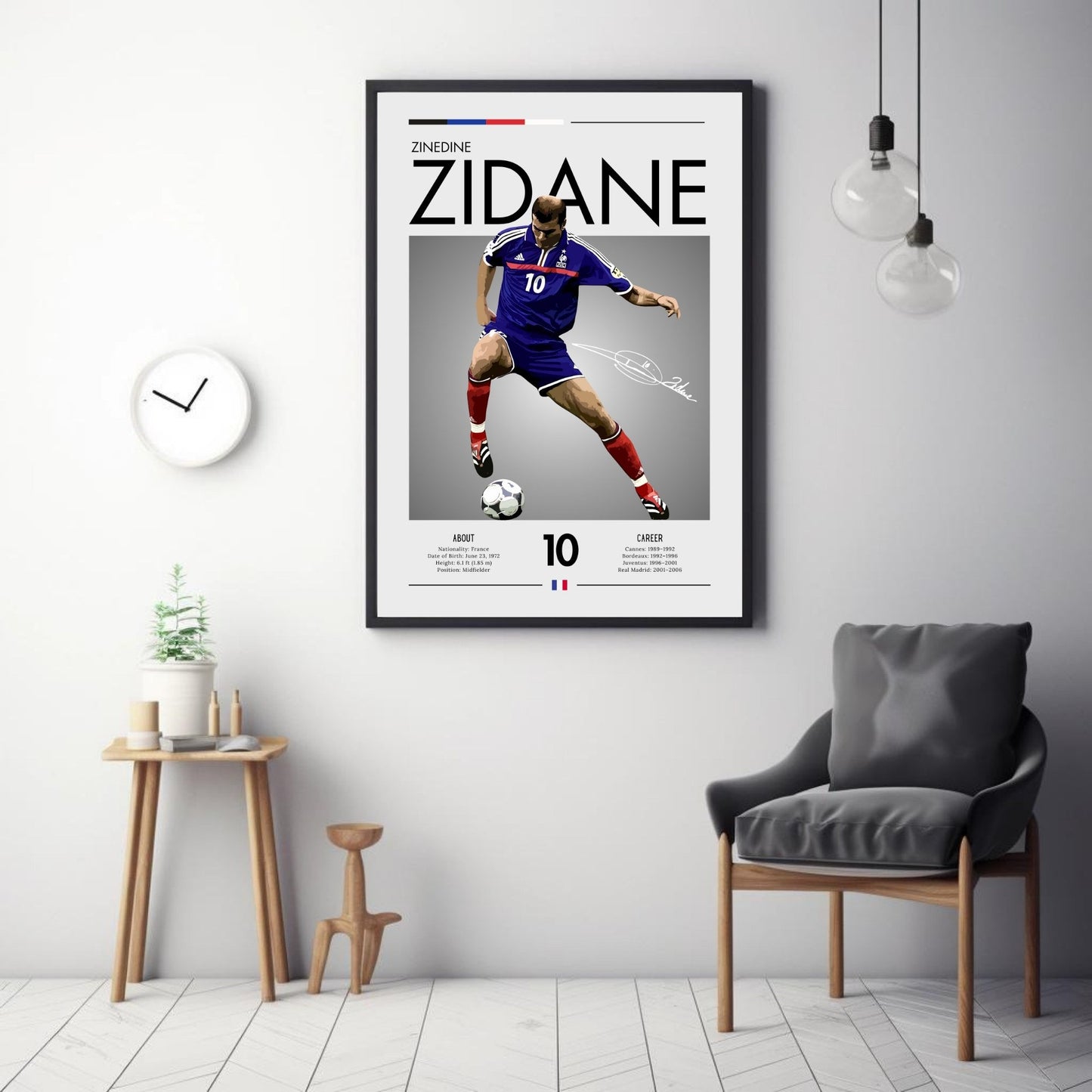 Zinedine Zidane Print, France football poster, Zinedine Zidane Poster, Football Gift, Sports Poster, Football Player Poster, Soccer Wall Art