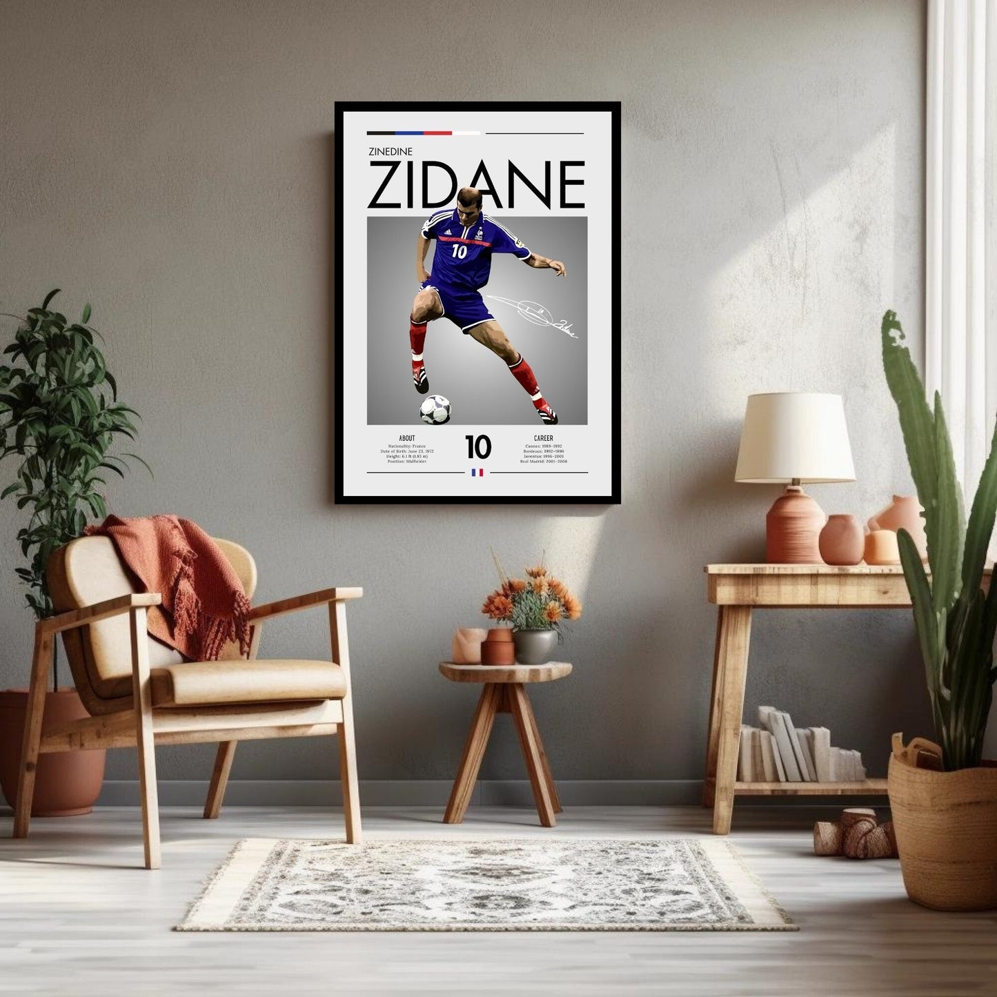 Zinedine Zidane Print, France football poster, Zinedine Zidane Poster, Football Gift, Sports Poster, Football Player Poster, Soccer Wall Art