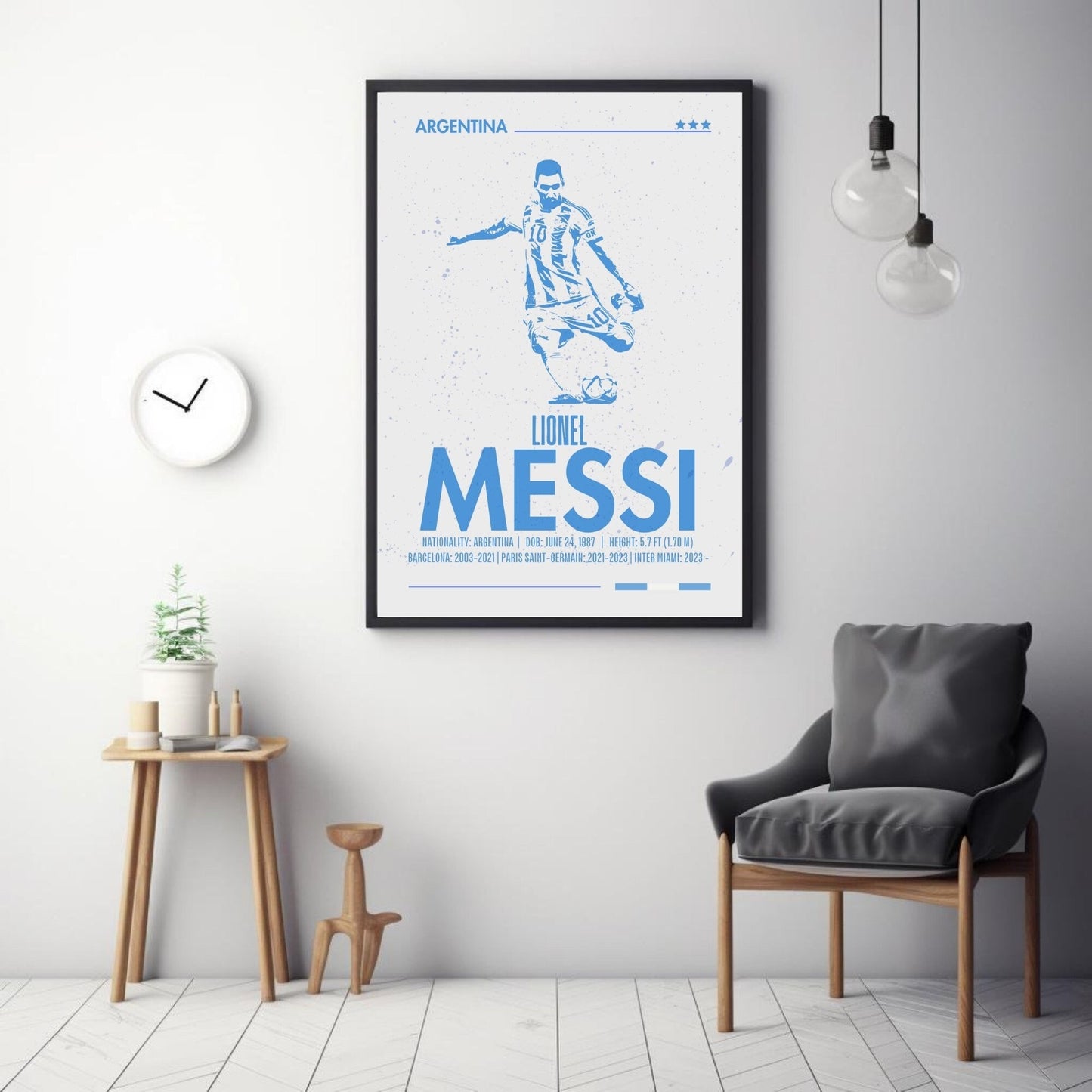 Lionel Messi Poster, Silhouette Messi Print