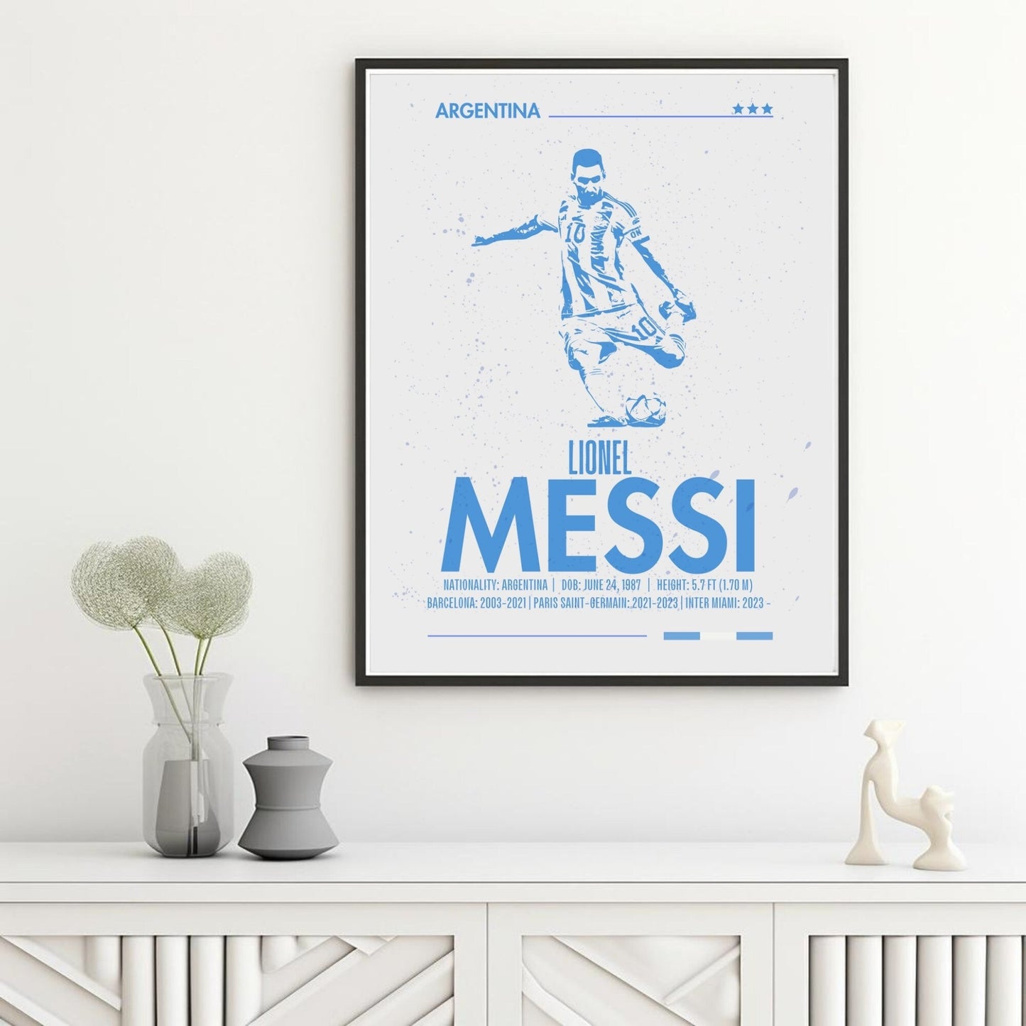 Lionel Messi Poster, Silhouette Messi Print