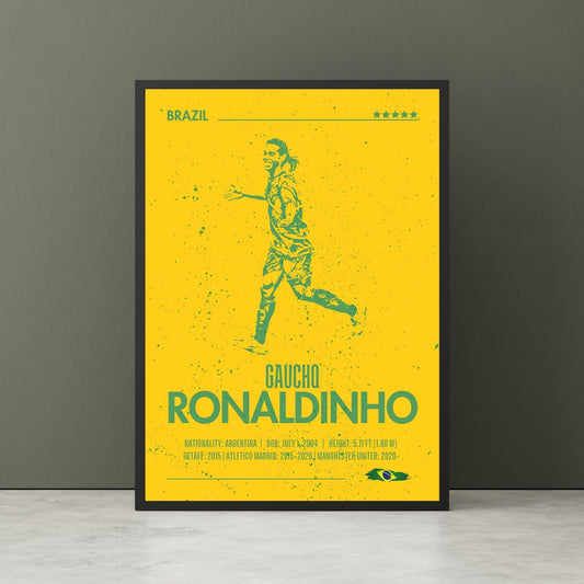 Silhouette Ronaldinho Print, Ronaldinho Poster, Football Gift, Sports Poster, Football Player Poster, Soccer Wall Art, Brazil football